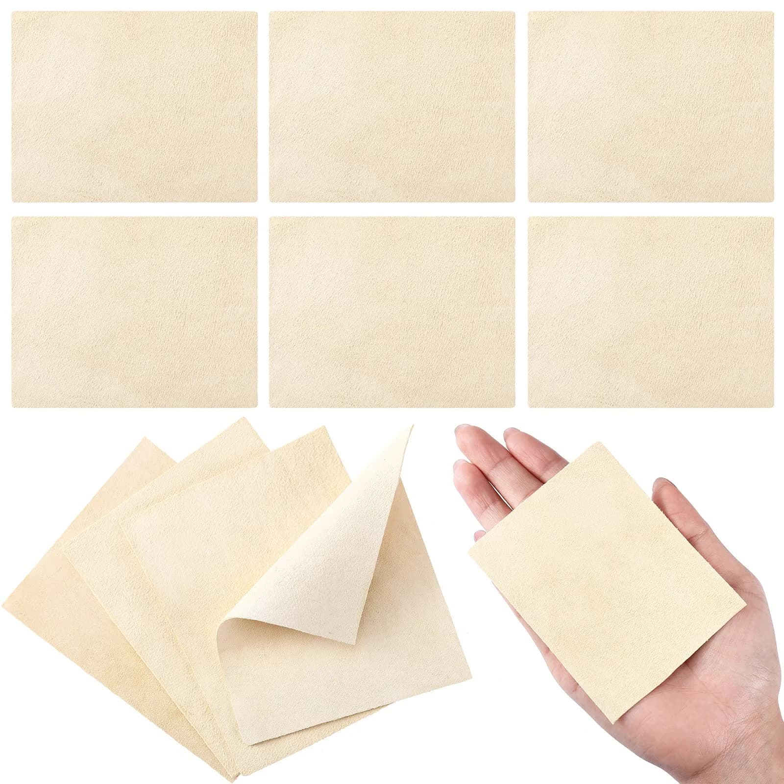 Potchen 20 Pieces Pre Cut Chamois Pottery Clay Ceramic Tool | Soft Absorbent Leather for Pottery & Crafts — 3 x 3.7 Inch