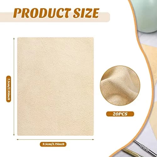 Potchen 20 Pieces Pre Cut Chamois for Pottery Clay | Natural Absorbent Craft Tool thumbnail 2