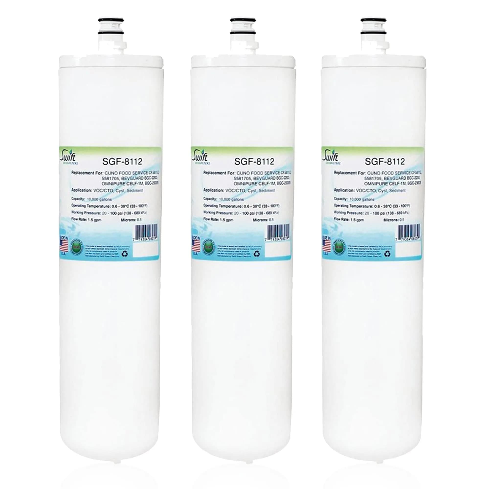 Swift Green Filters SGF-8112 Compatible Commercial Water Filter 3 Pack | Reduces VOCs, Sediment & Rust, Made in USA - main product image