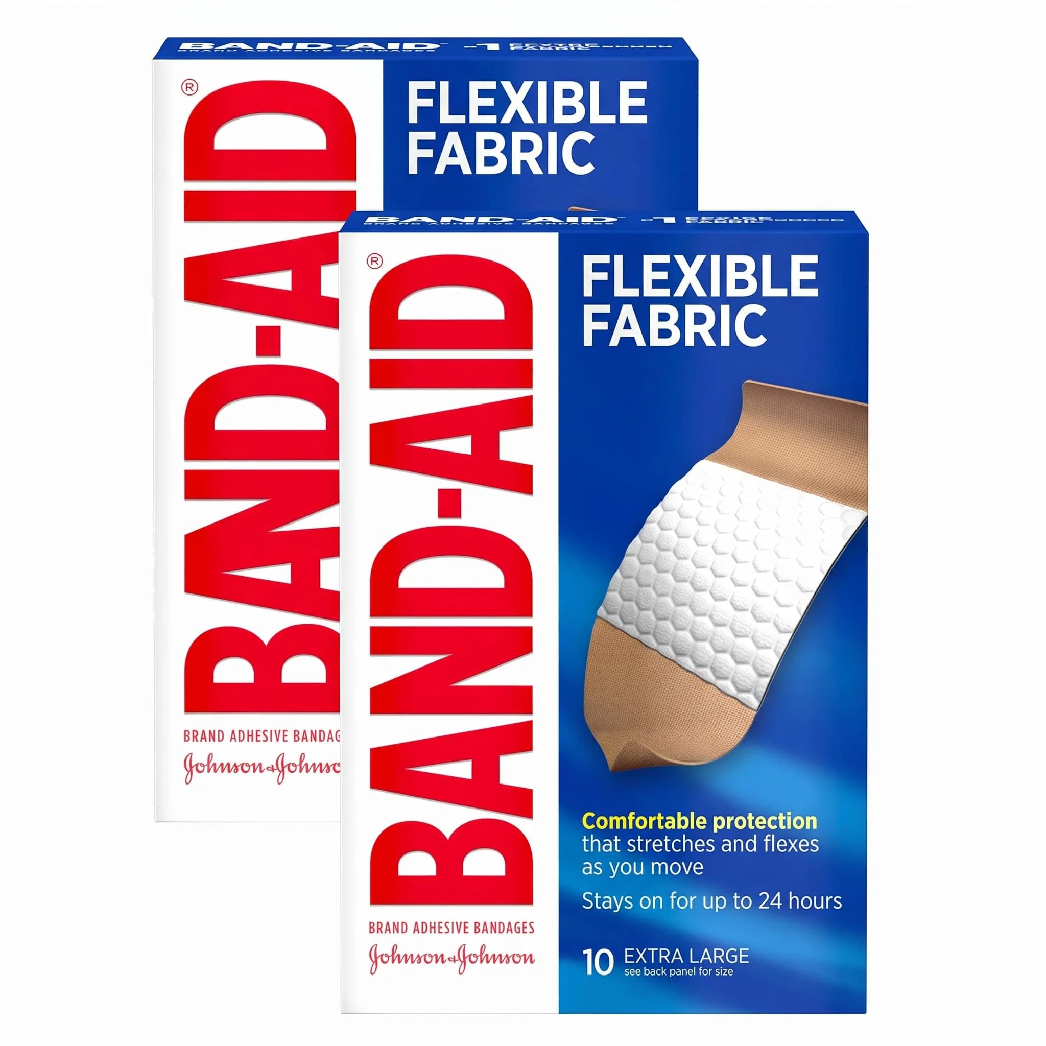 Band-Aid Brand Sterile Flexible Fabric Adhesive Bandages Extra Large 10 Count (Pack of 2) | Comfortable Wound Protection