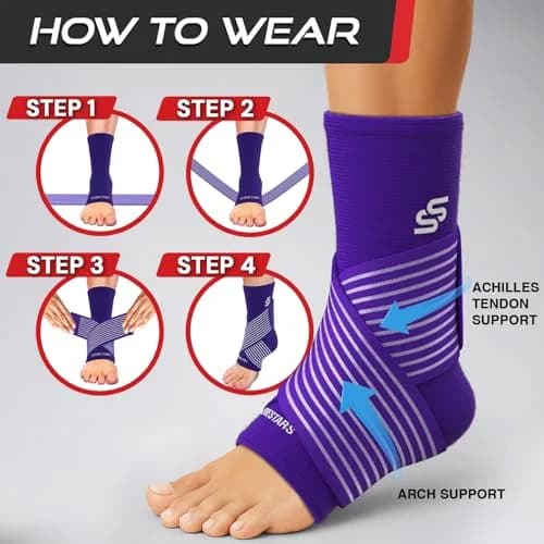 Sleeve Stars Ankle Brace for Plantar Fasciitis Relief, Medium, Dark Purple | Orthopedic Brace for Sprains & Pain thumbnail 7