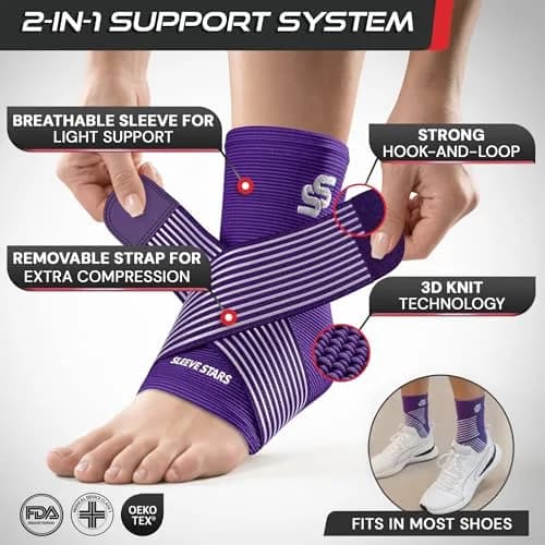 Sleeve Stars Ankle Brace for Plantar Fasciitis Relief, Medium, Dark Purple | Orthopedic Brace for Sprains & Pain thumbnail 3
