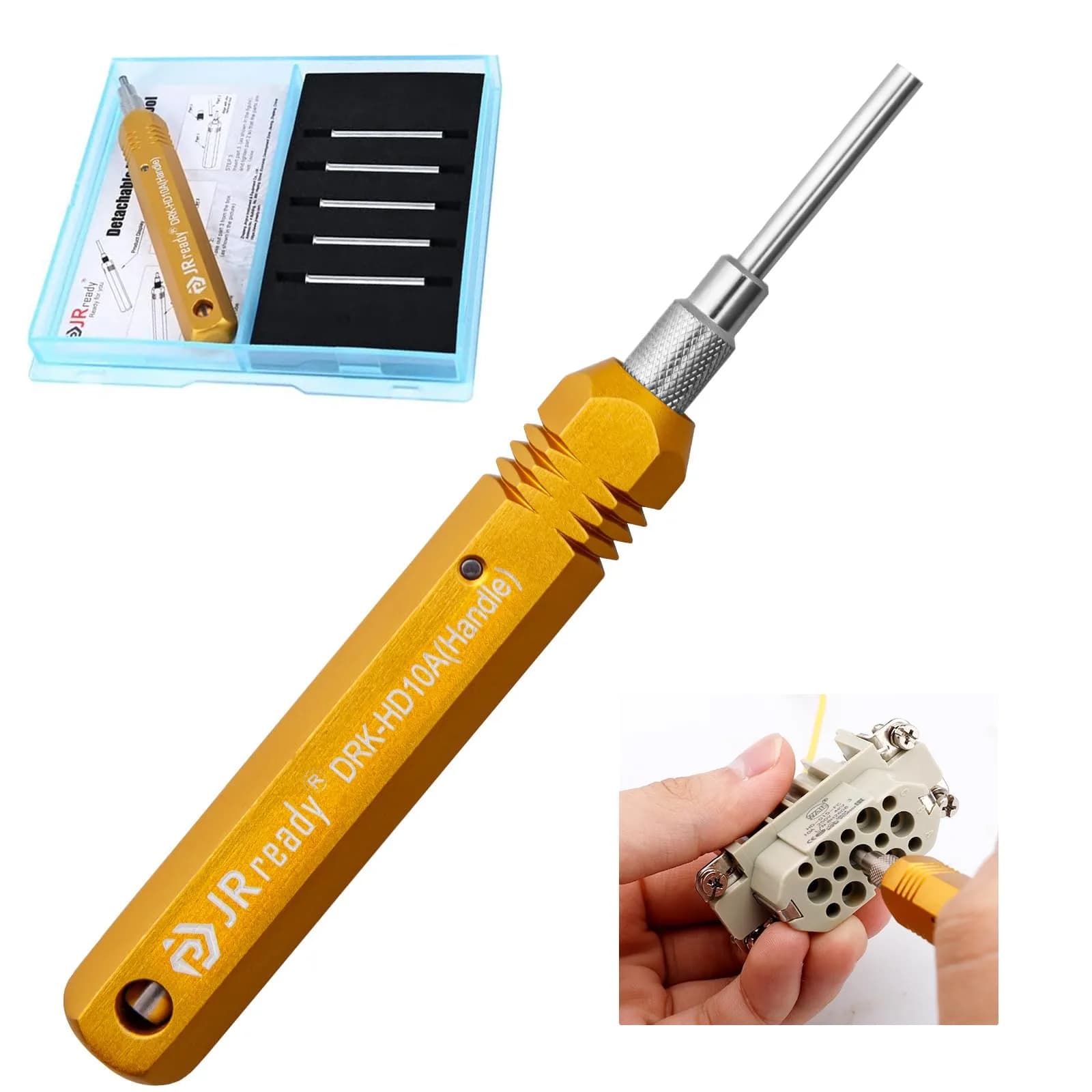 JRready DRK-D SUB Insertion Extraction Tool for D-Sub Pins | Stainless Steel, Gold (1-Pack) — 3.DRK-HD10A Tube removal tool