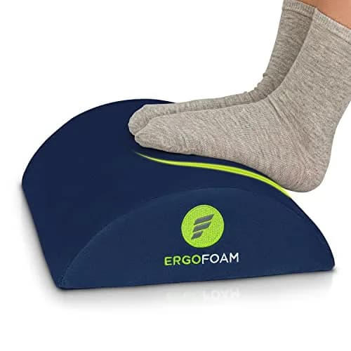 ErgoFoam Ergonomic Foot Rest Under Desk - Premium Velvet Soft Foam for Comfortable Rest; Navy Blue | 43.7cm x 29.4cm x 10.4cm (17.3" x 11.5" x 3.9") thumbnail 1