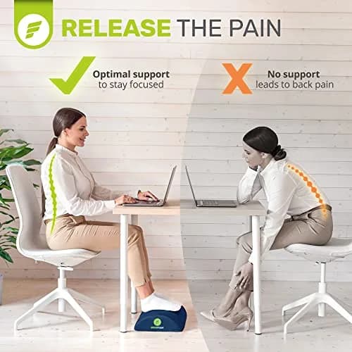 ErgoFoam Ergonomic Foot Rest Under Desk - Premium Velvet Soft Foam for Comfortable Rest; Navy Blue | 43.7cm x 29.4cm x 10.4cm (17.3" x 11.5" x 3.9") thumbnail 5