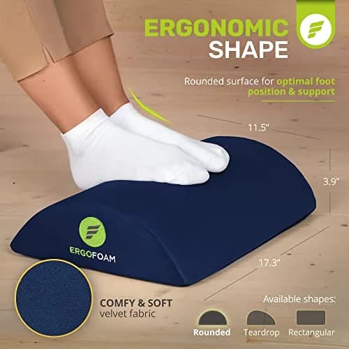 ErgoFoam Ergonomic Foot Rest Under Desk - Premium Velvet Soft Foam for Comfortable Rest; Navy Blue | 43.7cm x 29.4cm x 10.4cm (17.3" x 11.5" x 3.9") thumbnail 6