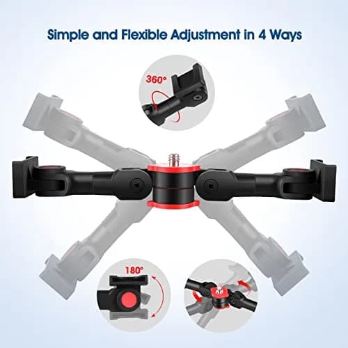 ChromLives Cold Shoe Mount Adapter with Phone Clip, Rotatable Dual Cold Shoe Extension Bracket for LED Light/Microphone thumbnail 5
