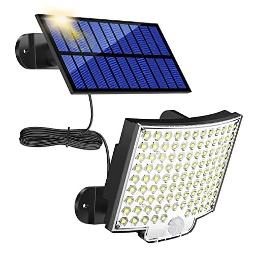 MPJ Solar Wall Light with Motion Sensor & Split Panel 106 LED, 5m Cable | IP65 Waterproof Outdoor Lighting thumbnail 1