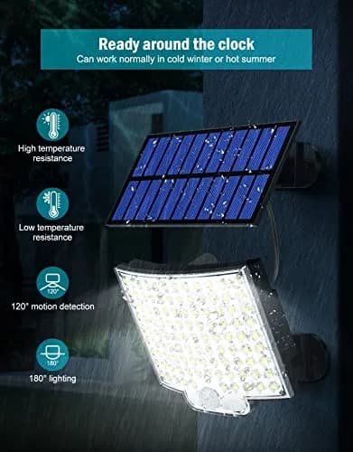 MPJ Solar Wall Light with Motion Sensor & Split Panel 106 LED, 5m Cable | IP65 Waterproof Outdoor Lighting thumbnail 5