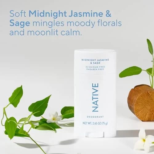 Native Midnight Jasmine & Sage Natural Deodorant Stick 77g (2.65oz) | 72-Hour Odor Control thumbnail 4