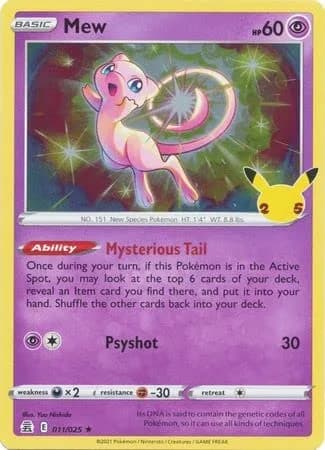 Pokémon Mew - 011/025 - Holo Rare Celebrations Card | Classic Anime Theme - main product image