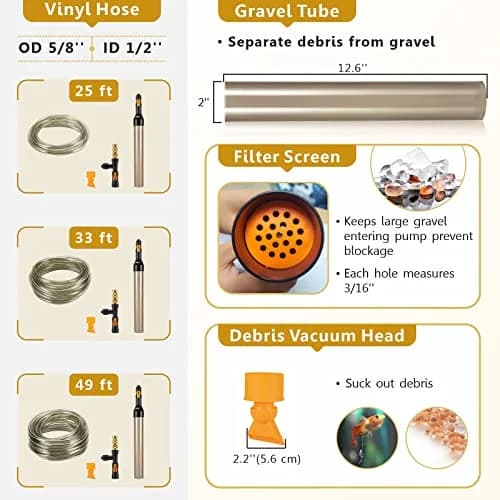 hygger Aquarium Water Change Kit with Metal Faucet Connector 25FT | Easy Gravel Vacuum & Drain thumbnail 6