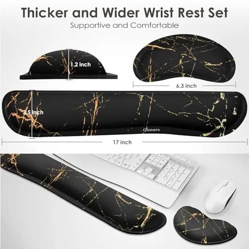 Gimars Upgrade Enlarge Gel Memory Foam Keyboard Wrist Rest Pad & Mouse Wrist Cushion Set, Marble Pattern, 3-Piece Set | Ergonomic Support for Typing Pain Relief thumbnail 7