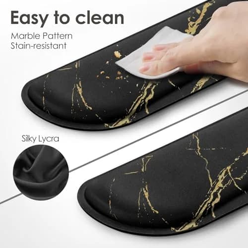 Gimars Upgrade Enlarge Gel Memory Foam Keyboard Wrist Rest Pad & Mouse Wrist Cushion Set, Marble Pattern, 3-Piece Set | Ergonomic Support for Typing Pain Relief thumbnail 8