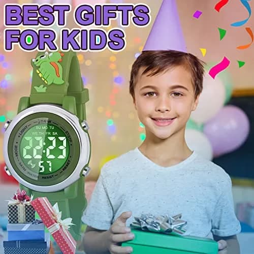 Viposoon Boys' Cartoon Watch Green Silicone Strap | 3ATM Water Resistant Digital Watch for Kids Ages 3-10 thumbnail 7