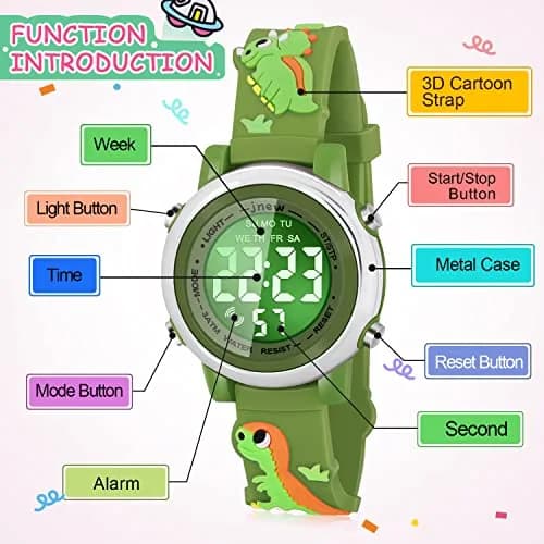 Viposoon Boys' Cartoon Watch Green Silicone Strap | 3ATM Water Resistant Digital Watch for Kids Ages 3-10 thumbnail 2