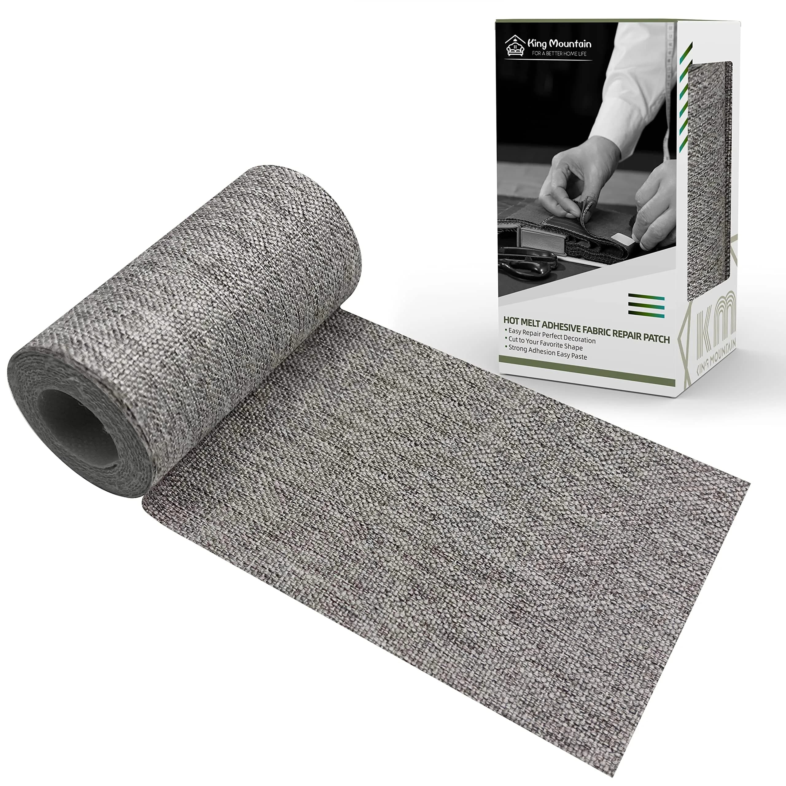 KING MOUNTAIN Premium Linen Fabric Iron-On Repair Patch 8.2cm x 152cm (3"x60") | Durable Garment Mending Kit - main product image