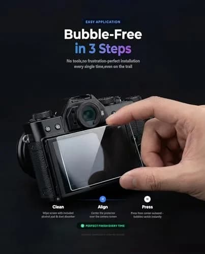iDaPro Screen Protector for Fujifilm X-T30 II, 9H Tempered Glass | Scratch & Drop Resistant, Ultra Clear, 0.3mm Thin, Includes Wrist Strap thumbnail 6