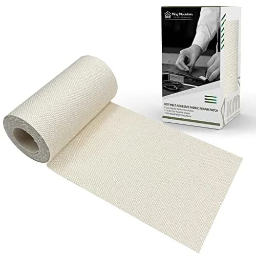 KING MOUNTAIN Off-White Linen Fabric Iron-On Repair Patch 2.27 m (60") | Durable & Easy to Apply for Garment & Home Repair thumbnail 1