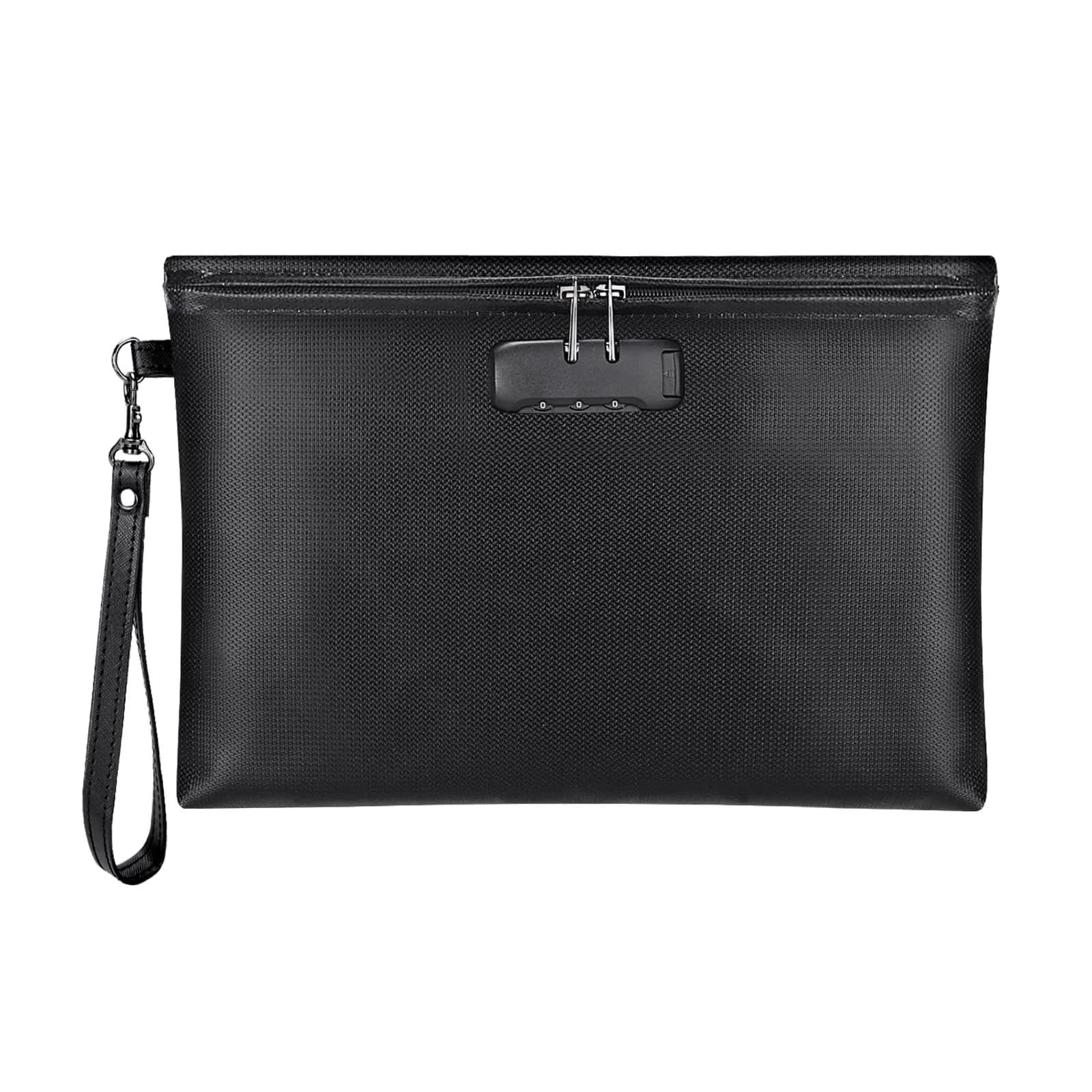 ZOOPIP Fireproof Document Bag with Lock, Waterproof Money Pouch 36cm x 26cm (14.3"x10.2") | Secure A4 Document Storage — Black
