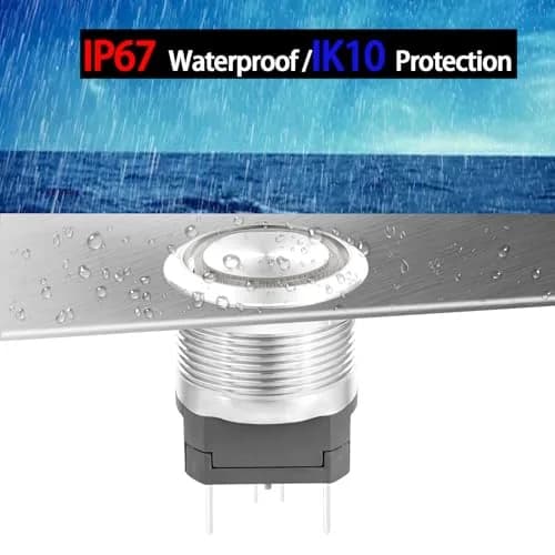 ZJWZJH 22mm Latching Push Button Switch 25mm (0.98") | UL Listed 15A Waterproof Green LED thumbnail 5
