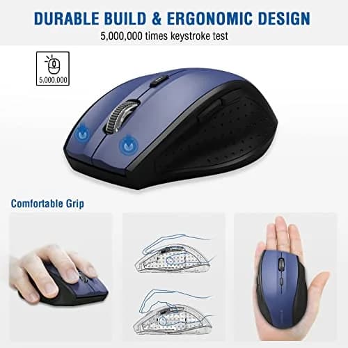 E-YOOSO Wireless Mouse for Laptop | 5-Level 4800 DPI, 18 Months Battery, Portable Blue thumbnail 4