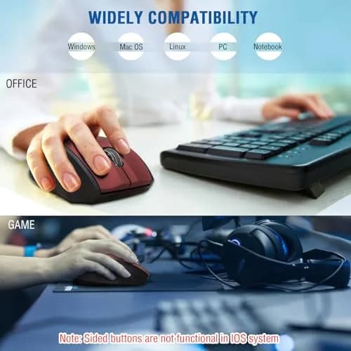 E-YOOSO Wireless Mouse for Laptop | 5-Level 4800 DPI, 18 Months Battery Life, Cordless 2.4GHz, Red thumbnail 7