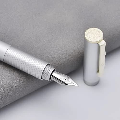 erofa H3 Fountain Pen Fine Nib with Bamboo Clip, Silver Aluminum Alloy Writing Pen 135mm (0.5in) thumbnail 6