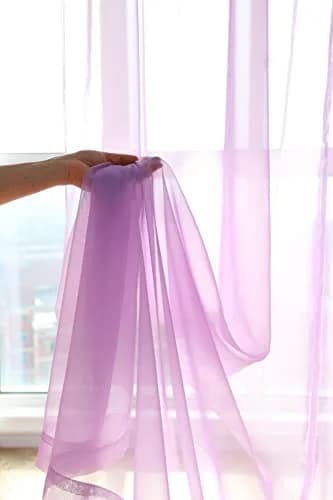 PHILEASY Purple Sheer Curtains 160" Long - Pack of 2 Light-Filtering Rod Pocket Panels thumbnail 4