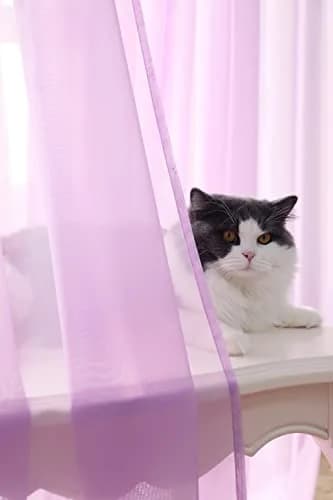 PHILEASY Purple Sheer Curtains 160" Long - Pack of 2 Light-Filtering Rod Pocket Panels thumbnail 2
