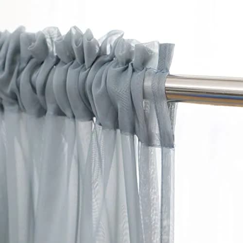 PHILEASY Light Gray Sheer Curtains 72 Inches Long (183 cm) — 2 Panels for Living Room & Bedroom thumbnail 5