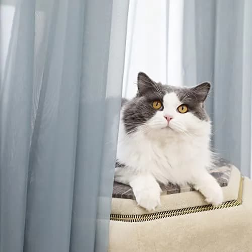PHILEASY Light Gray Sheer Curtains 72 Inches Long (183 cm) — 2 Panels for Living Room & Bedroom thumbnail 2