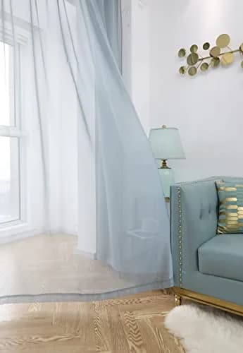 PHILEASY Light Gray Sheer Curtains 72 Inches Long (183 cm) — 2 Panels for Living Room & Bedroom thumbnail 3