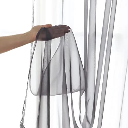 PHILEASY Dark Gray Sheer Curtains 72" L x 52" W | Pack of 2 Light-Filtering Rod Pocket Panels thumbnail 4