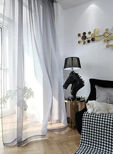 PHILEASY Dark Gray Sheer Curtains 72" L x 52" W | Pack of 2 Light-Filtering Rod Pocket Panels thumbnail 3