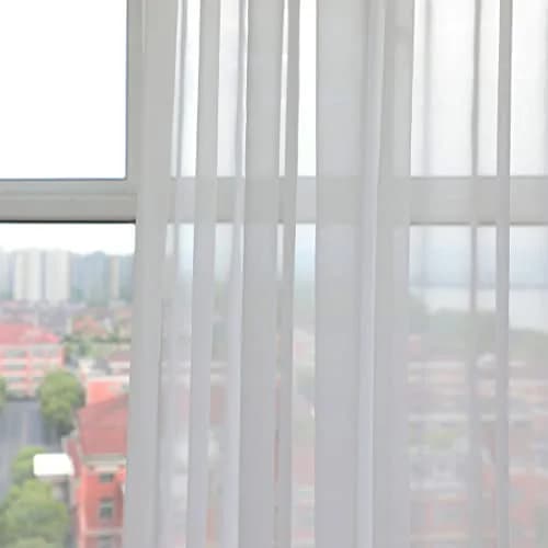 PHILEASY Ivory Sheer Curtains 90 Inches Long - 2 Panel Pack, 52"W x 90"L thumbnail 4