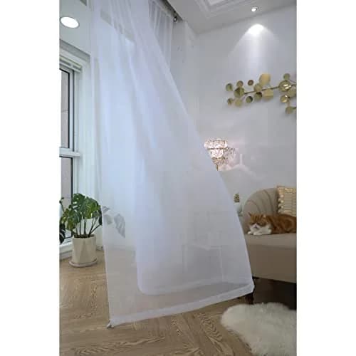 PHILEASY Ivory Sheer Curtains 90 Inches Long - 2 Panel Pack, 52"W x 90"L thumbnail 3