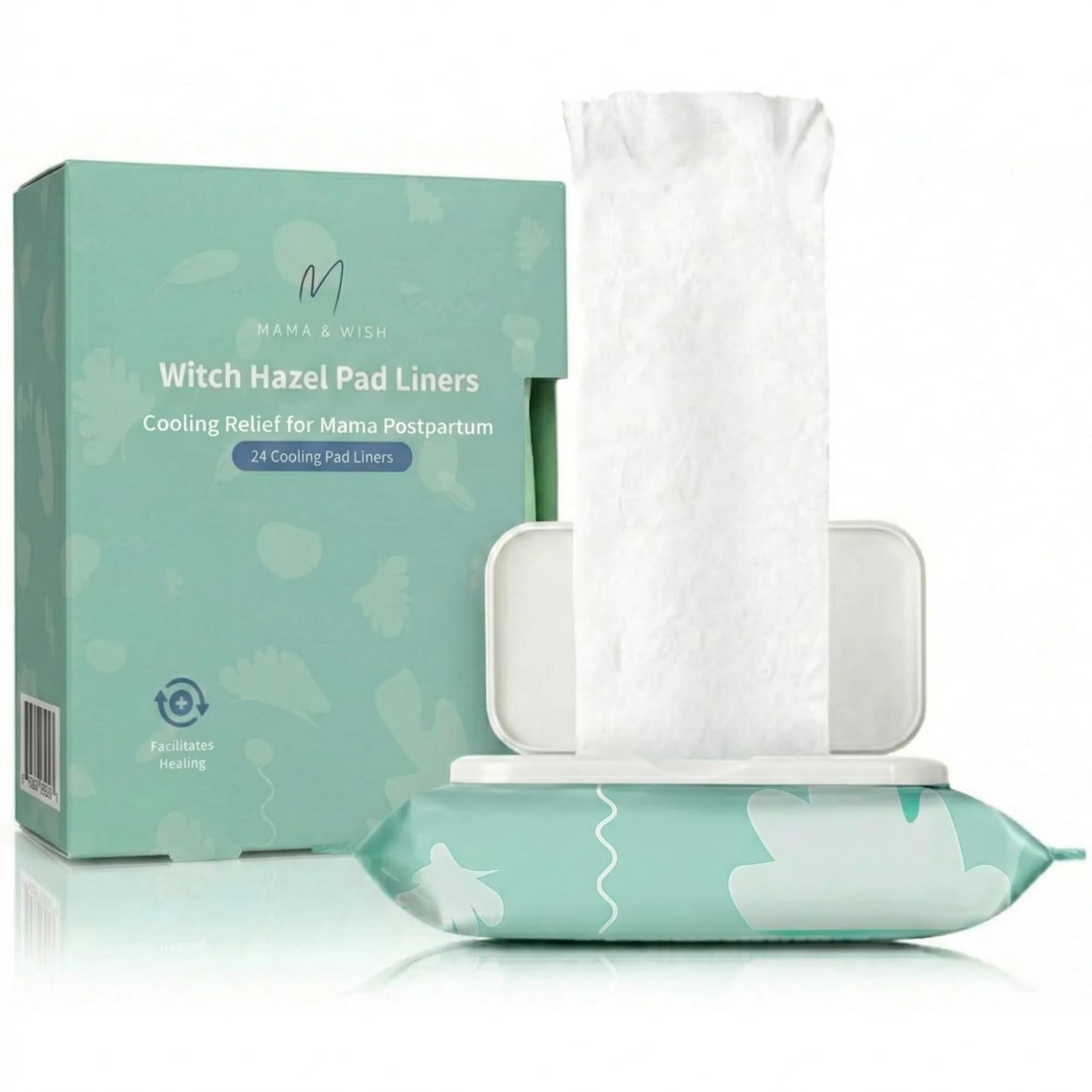 Mama & Wish Witch Hazel Pads for Postpartum Care | 24 Full-Length Liners - main product image