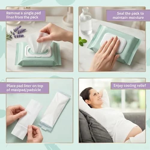 Mama & Wish Witch Hazel Pads for Postpartum Care | 24 Full-Length Liners thumbnail 2