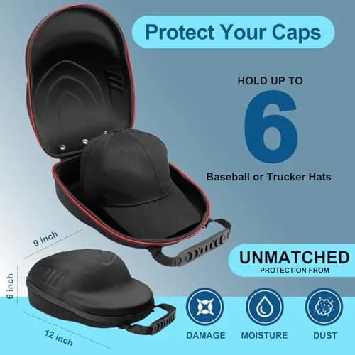 Glamgen Hard Hat Travel Case for 6 Baseball Caps | Protects Shape, Dust-Proof, Lightweight Organizer Bag with Shoulder Strap thumbnail 2