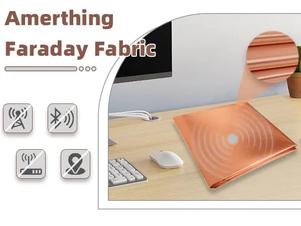 Amerthing Pure Copper Faraday Fabric 5 Meters (197"x43") | RF & LF Electromagnetic Shielding Gold thumbnail 4