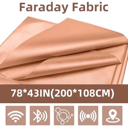 Amerthing Pure Copper Faraday Fabric 5 Meters (197"x43") | RF & LF Electromagnetic Shielding Gold thumbnail 2
