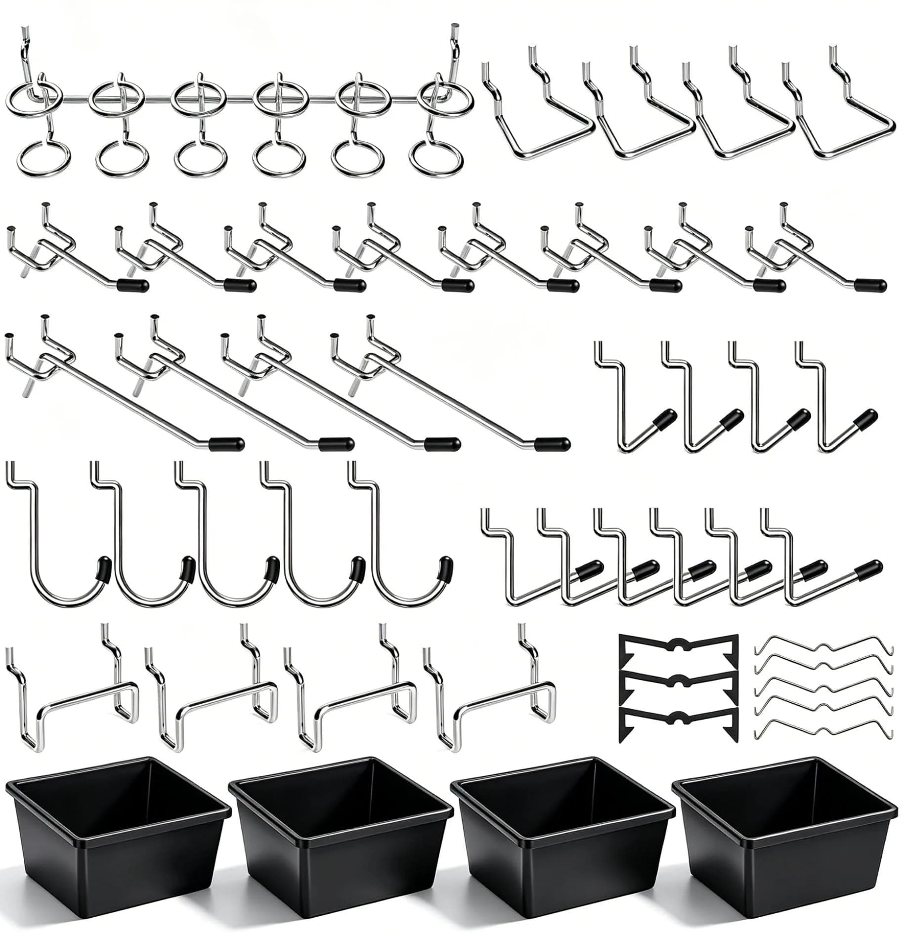 FRIMOONY 117-Piece Pegboard Hook and Bin Set with Peg Locks | Organize Tools, Garage, Kitchen