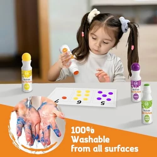 Ultimate Stationery Dot Markers for Toddlers and Kids, 6 Color Bingo Daubers, Washable Paint Markers (6-Pack) thumbnail 2