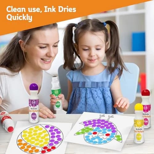 Ultimate Stationery Dot Markers for Toddlers and Kids, 6 Color Bingo Daubers, Washable Paint Markers (6-Pack) thumbnail 3