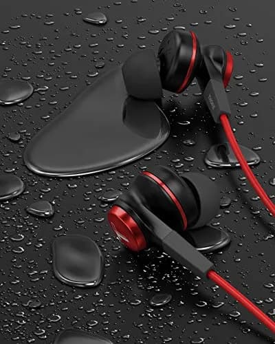 Thore Wired Lightning Earbuds in Red | Sweat/Water Resistant Headphones with Mic thumbnail 4