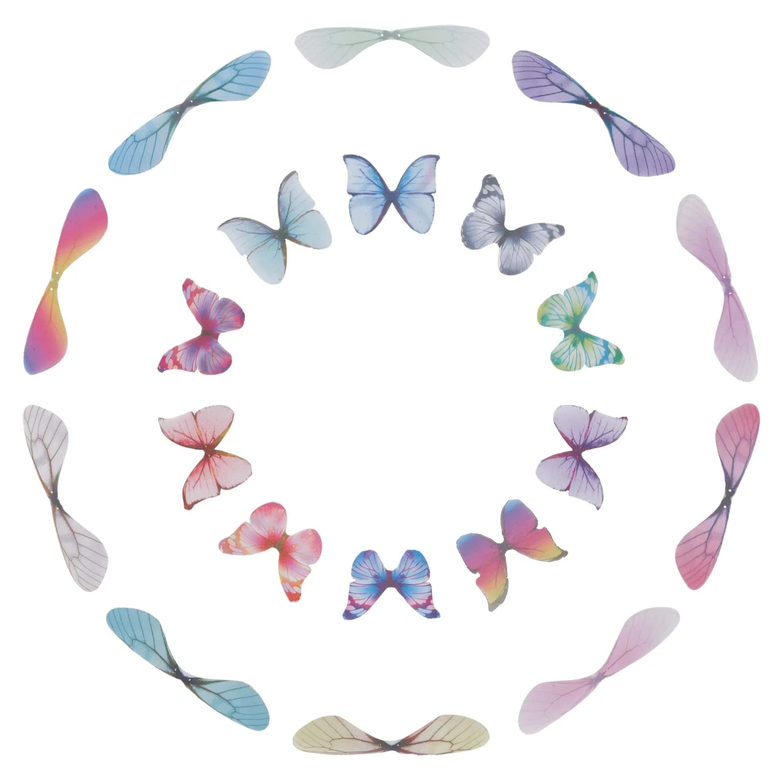 SUNNYCLUE Dragonfly Wings Charms 100Pcs 87x19mm | 10 Colors Fabric Wings for DIY Jewelry Making — c.Butterfly & Dragonfly,120