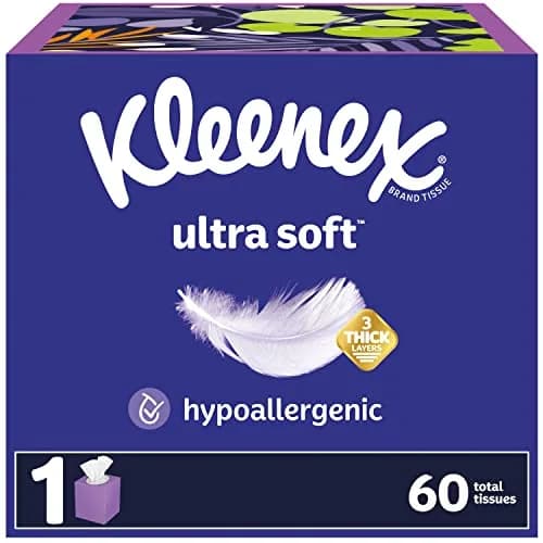 Kleenex Ultra Soft Facial Tissues Cube Box 60 Tissues (3-Ply) | Hypoallergenic & Lotion-Free for Sensitive Skin thumbnail 1