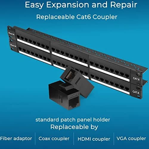 Rapink 48 Port Cat6 Patch Panel 19-Inch Rack Mount | 10Gbps Speed, Toolless Termination, UTP Network for Cat6/Cat5e/Cat5 Cabling thumbnail 4
