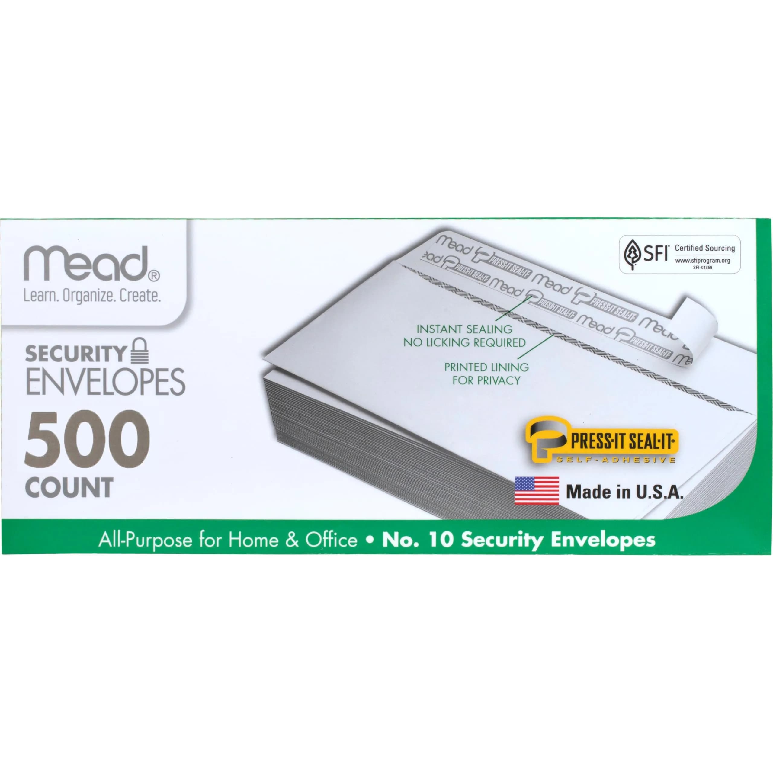 Mead #10 Security Business Envelopes 10.5 cm x 24.1 cm (4-1/8" x 9-1/2") | 500 Count Value Pack - main product image